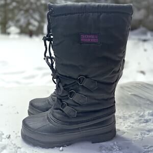 SOREL Rubber Waterproof Insulated Winter Lace Up Boots in Black Size 6
